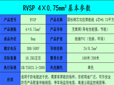 君祥RVSP4*0.75双绞屏蔽线信号线